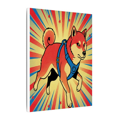 Shiba Inu Comic Book Canvas - Dynamic Pop Art with Halftone Dots, Bold Lines, and Retro Action Dog Wall Decor