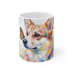 Corgi Watercolor Ceramic Coffee Mug 11oz, Soft Dog Painting, Corgi Lover Gift