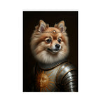 Pomeranian Medieval Knight Portrait Matte Poster, Regal Dog Art Print, Pomeranian Lover Gift, Wall Art