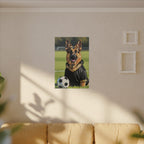 German Shepherd Oil Painting Soccer Portrait Canvas Wall Art Decor, Dog Lover Gift, Pet Owner Present, GSD Art Print