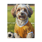 Havanese Oil Painting Soccer Portrait Stretched Canvas Wall Art | Havanese Dog Gift | Pet Owner Decor
