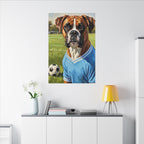 Boxer Dog Oil Painting Soccer Portrait Canvas Wall Art Decor Gift for Dog Lover