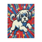 Havanese Comic Pop Art Canvas Print - Energetic Dog Wall Art - Retro Halftone Style - Dynamic Pet Portrait