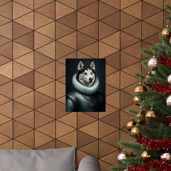 Siberian Husky Renaissance Royal Portrait Matte Poster, Regal Dog Art Print, Siberian Husky Lover Gift, Wall Art — Lifestyle View