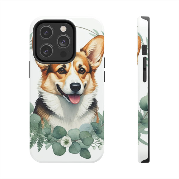 Corgi Watercolor Botanical Wreath Phone Case | Premium Dog Prints | Tritan