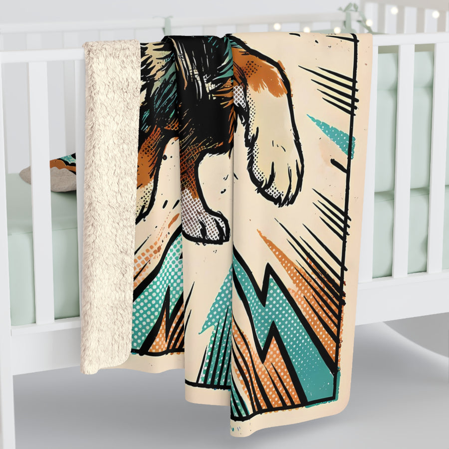 Australian Shepherd Comic Pop Art Throw Blanket | Premium Dog Art | Tritan