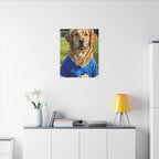 Golden Retriever Oil Painting Soccer Portrait Canvas Wall Art - Dog Lover Gift, Pet Decor for Home, Premium Stretched Canvas Print