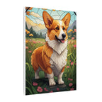 Corgi Stained Glass Canvas Wall Art | Vibrant Dog Lover Gift | Pet Portrait Home Decor | Modern Welsh Corgi Print