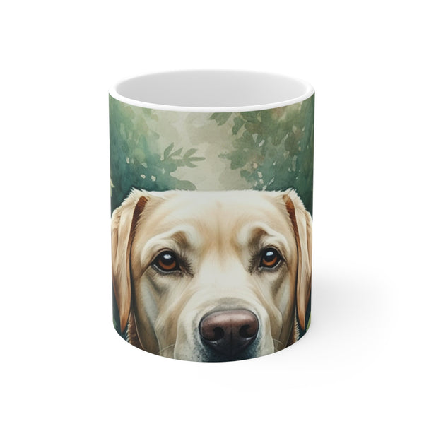 Labrador Retriever Watercolor Garden Peek Gift Set — Mug + Coaster + Sticker | Tritan