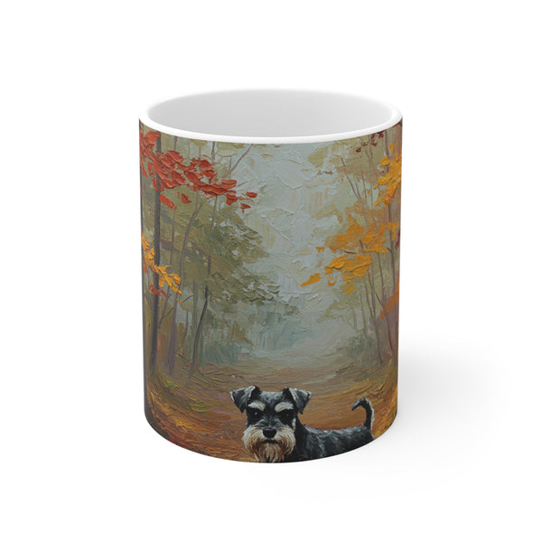 Acrylic Miniature Schnauzer - Autumn Woods | Ceramic Mug 11oz
