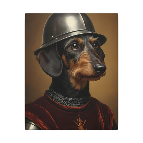 Dachshund Medieval Knight Portrait Canvas Wall Art, Regal Dog Painting, Dachshund Lover Gift, Stretched Canvas