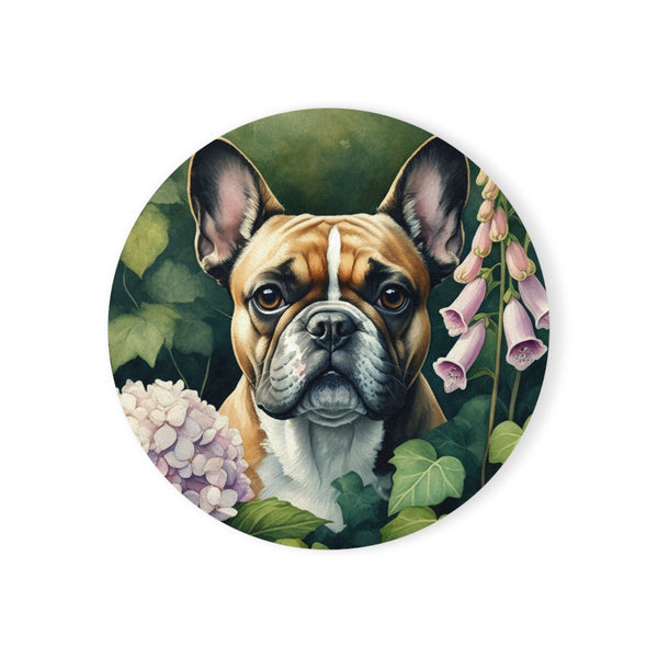 French Bulldog Watercolor Garden Peek Drink Coaster | Premium Dog Prints | Tritan
