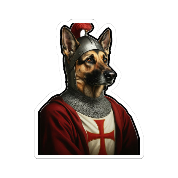 German Shepherd Medieval Knight Portrait Sticker, Dog Portrait Vinyl Decal, Kiss-Cut Sticker, German Shepherd Lover Gift
