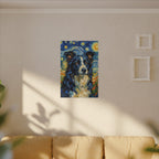 Border Collie Post-Impressionist Oil Painting Stretched Canvas Wall Art | Energetic Dog Lover Gift | Premium Pet Decor