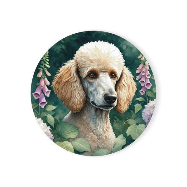 Poodle Watercolor Garden Peek Drink Coaster | Premium Dog Prints | Tritan