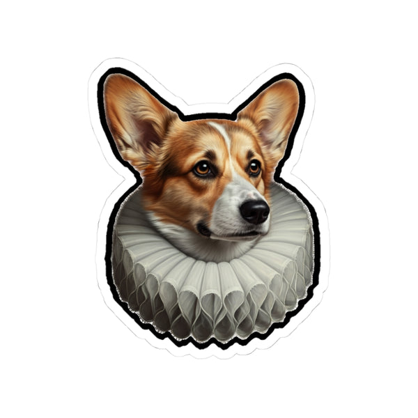 Corgi Renaissance Royal Portrait Sticker, Dog Portrait Vinyl Decal, Kiss-Cut Sticker, Corgi Lover Gift