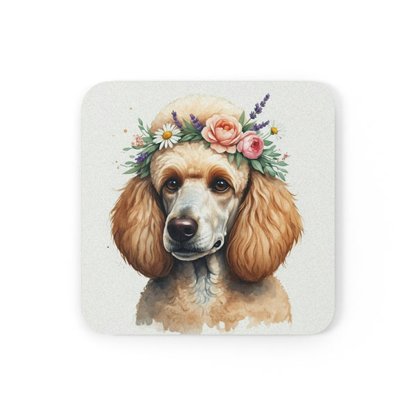 Poodle Watercolor Floral Crown Drink Coaster | Premium Dog Prints | Tritan