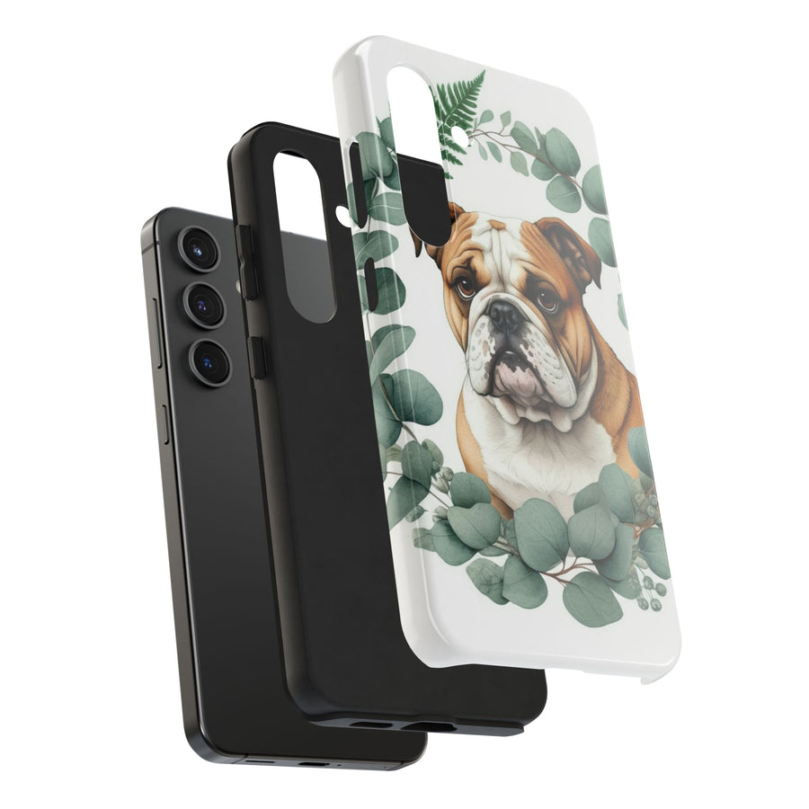 English Bulldog Watercolor Botanical Wreath Phone Case | Premium Dog Prints | Tritan — detail view