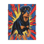 Rottweiler Comic Book Pop Art Canvas - Dynamic Halftone Style for Energetic Wall Decor