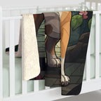 English Bulldog Low Poly Forest Sherpa Fleece Blanket | Dog Lover Gift