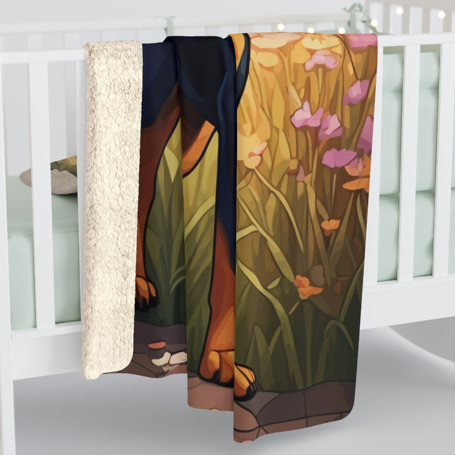 Rottweiler Low Poly Prairie Sherpa Fleece Blanket | Dog Lover Gift