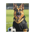 German Shepherd Oil Painting Soccer Portrait Canvas Wall Art Decor, Dog Lover Gift, Pet Owner Present, GSD Art Print
