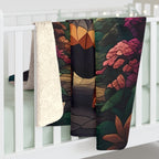 Dachshund Low Poly Forest Sherpa Fleece Blanket | Dog Lover Gift
