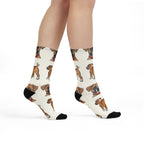 Boxer Socks | Fun All Over Print Dog Socks | Boxer Mom Gift | Cute Crew Socks for Dog Lovers | Stocking Stuffer — primary view