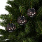 Pack of 3 Beagle Christmas ornaments on a Christmas tree