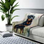 Rottweiler Watercolor Rain Garden Throw Blanket | Premium Dog Prints | Tritan — view 5 of 9
