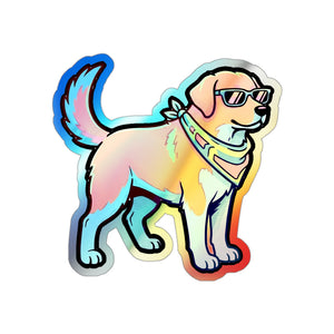 Labrador Retriever Retro Y2K Holographic Die-Cut Sticker, Retro 90s Dog Art, Labrador Retriever Lover Gift, Waterproof Vinyl