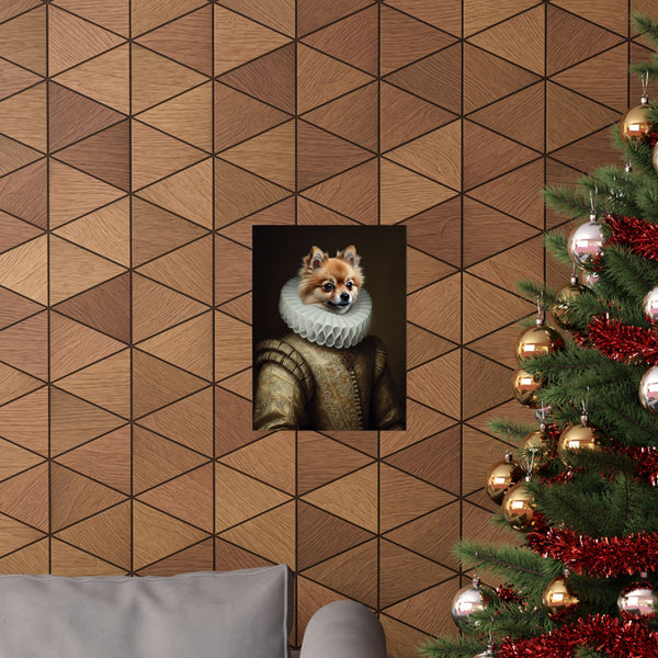 Pomeranian Renaissance Royal Portrait Matte Poster, Regal Dog Art Print, Pomeranian Lover Gift, Wall Art — Lifestyle View