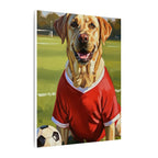Labrador Retriever Oil Painting Soccer Portrait Canvas, Lab Dog Wall Art Decor, Sports Fan Gift for Home, Pet Art