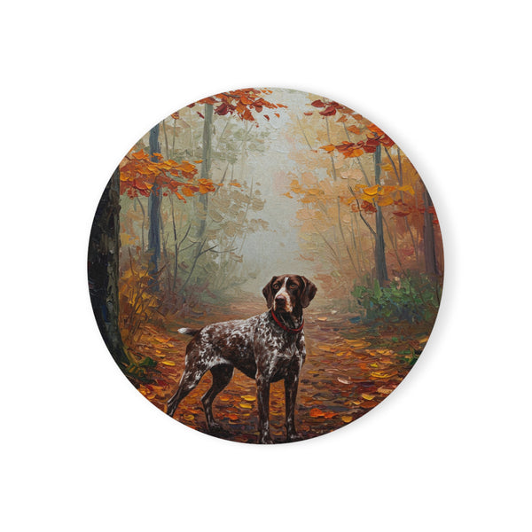 Acrylic German Shorthaired Pointer - Autumn Woods | Cork Back Coaster