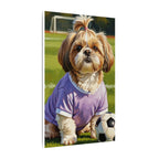 Shih Tzu Oil Painting Soccer Portrait Canvas Wall Art | Dog Lover Gift | Pet Decor | Sports Fan Art
