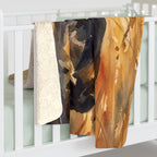 Rottweiler Watercolor Meadow Golden Throw Blanket | Premium Dog Art | Tritan