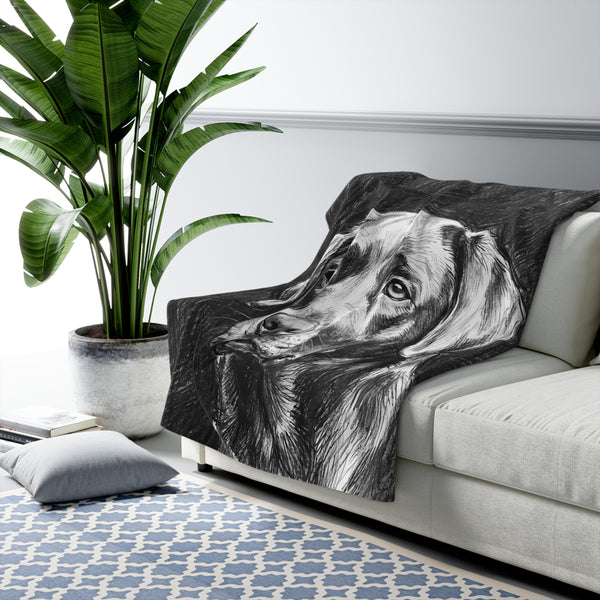 Labrador Retriever Charcoal Portrait Throw Blanket | Premium Dog Art | Tritan