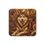 Siberian Husky Stained Glass Warm Jewel Cork Back Coaster | Dog Lover Gift