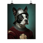 Boston Terrier Medieval Knight Portrait Matte Poster, Regal Dog Art Print, Boston Terrier Lover Gift, Wall Art