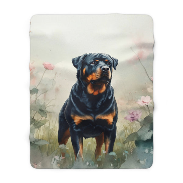 Rottweiler Watercolor Rain Garden Throw Blanket | Premium Dog Prints | Tritan