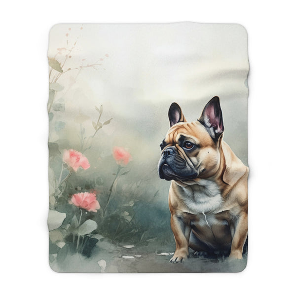 French Bulldog Watercolor Rain Garden Throw Blanket | Premium Dog Prints | Tritan
