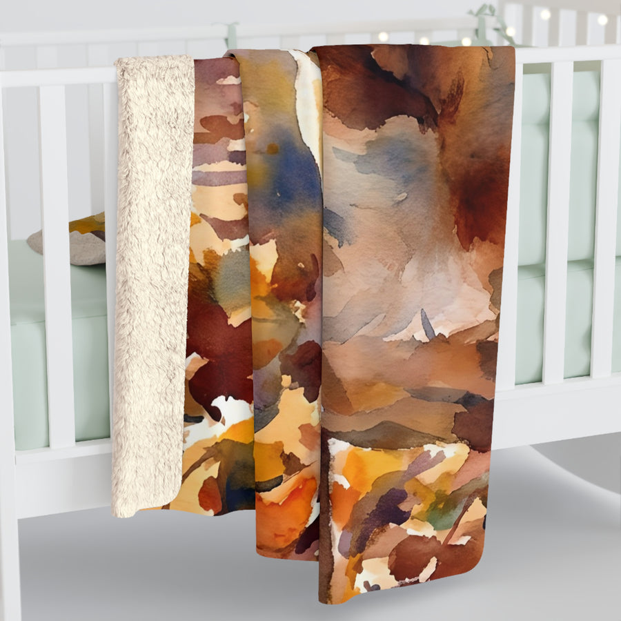 English Bulldog Watercolor Autumn Path Throw Blanket | Premium Dog Art | Tritan