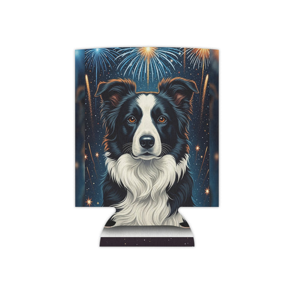 Border Collie America 250 Patriotic Dog Pattern Can Cooler | America 250 Pattern Drinkware Gift for Dog Lovers | Summer Party Decor