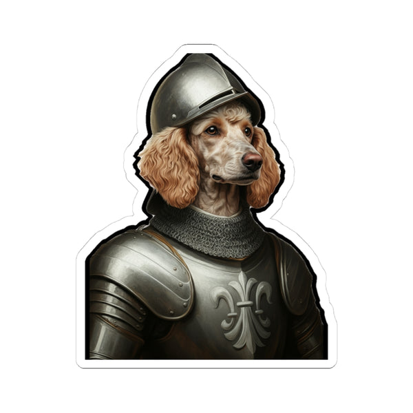 Poodle Medieval Knight Portrait Sticker, Dog Portrait Vinyl Decal, Kiss-Cut Sticker, Poodle Lover Gift