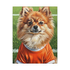 Pomeranian Soccer Portrait Oil Painting Canvas Wall Art | Pomeranian Gift | Dog Lover Decor | Pet Portrait Stretched Canvas Print