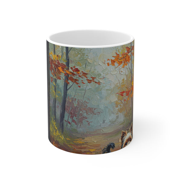 Acrylic Yorkshire Terrier - Autumn Woods | Ceramic Mug 11oz