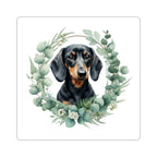 Dachshund Watercolor Botanical Wreath Kiss-Cut Stickers | Premium Dog Prints | Tritan — view 4 of 12