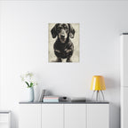 Dachshund Charcoal Portrait Canvas Wall Art | Sausage Dog Art Print, Pet Lover Gift, Minimalist Dog Decor, Dachshund Mom Dad Gift