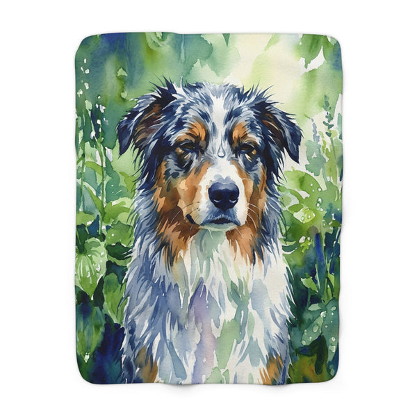 Australian Shepherd Watercolor Rain Garden Throw Blanket | Premium Dog Art | Tritan