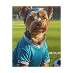 Yorkshire Terrier Oil Painting Soccer Portrait Canvas Wall Art | Yorkie Dog Lover Gift | Pet Decor for Home